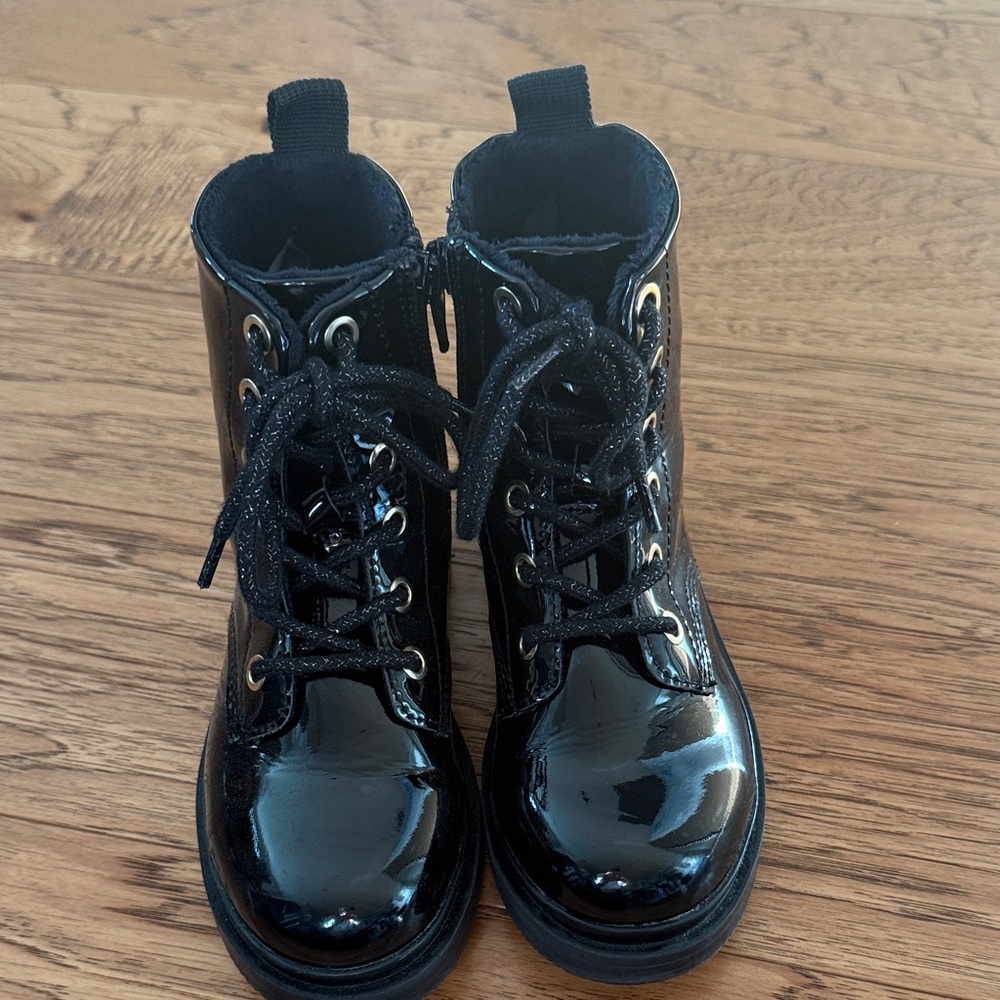 H&M patent Black Lace-Up Boots